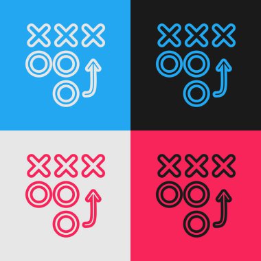 Renk çizgisi Planlama stratejisi kavram simgesi renk arka planda yalıtılmış. Futbol veya Amerikan futbol kupası oluşumu ve taktiği. Vintage tarzı çizim. Vektör İllüstrasyonu