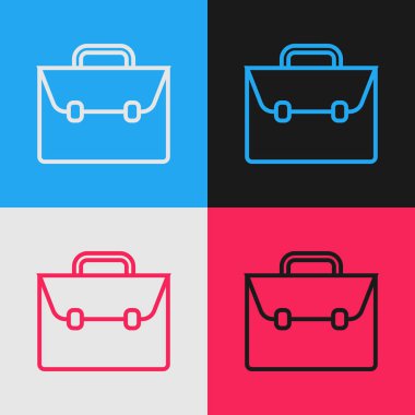 Renk çizgisi Evrak Çantası simgesi renk arka planda yalıtılmış. İş davası işareti. İş portföyü. Vintage tarzı çizim. Vektör İllüstrasyonu