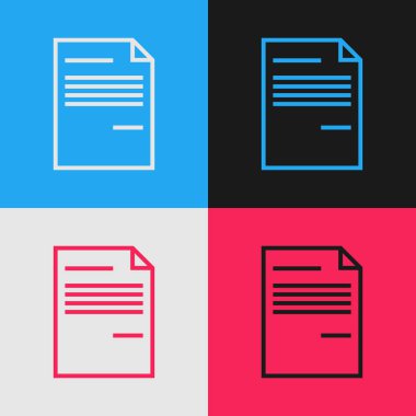 Renk çizgisi Belge simgesi renk arka planda yalıtılmış. Dosya simgesi. Denetim listesi simgesi. İş konsepti. Vintage tarzı çizim. Vektör İllüstrasyonu