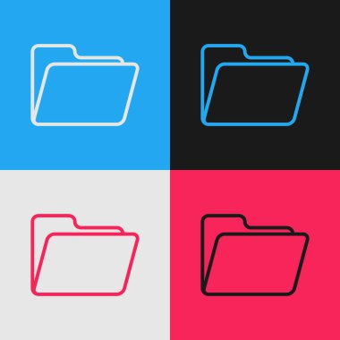 Renk çizgisi Belge klasör simgesi renk arka planda yalıtılmış. Muhasebe bağlayıcı sembolü. Muhasebe yönetimi. Vintage tarzı çizim. Vektör İllüstrasyonu