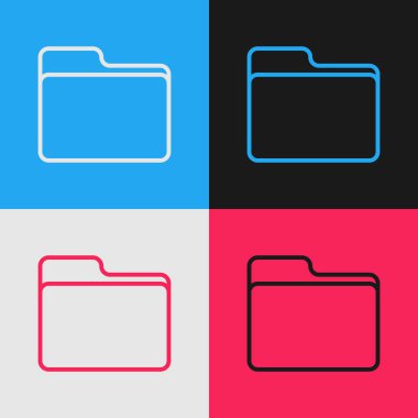 Renk çizgisi Belge klasör simgesi renk arka planda yalıtılmış. Muhasebe bağlayıcı sembolü. Muhasebe yönetimi. Vintage tarzı çizim. Vektör İllüstrasyonu