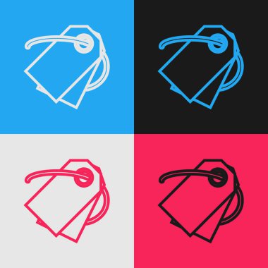 Renk çizgisi Boş etiket şablonu fiyat etiketi simgesi renk arka planda yalıtılmış. Boş alışveriş indirim etiketi. Şablon indirim başlığı. Vintage tarzı çizim. Vektör İllüstrasyonu