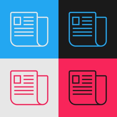 Renk çizgisi Dosya belge simgesi renk arka planda yalıtılmış. Denetim listesi simgesi. İş konsepti. Vintage tarzı çizim. Vektör İllüstrasyonu