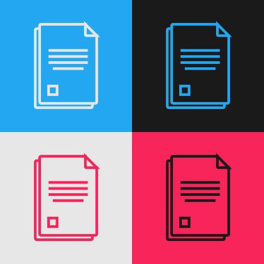 Renk çizgisi Dosya belge simgesi renk arka planda yalıtılmış. Denetim listesi simgesi. İş konsepti. Vintage tarzı çizim. Vektör İllüstrasyonu