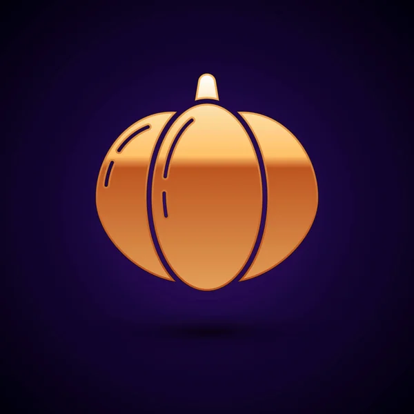 Icono de calabaza dorada aislado sobre fondo azul oscuro. Feliz fiesta de Halloween. Ilustración vectorial — Archivo Imágenes Vectoriales