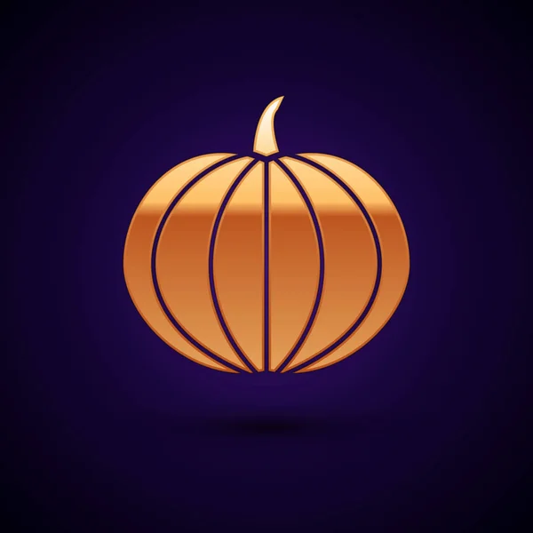 Icono de calabaza dorada aislado sobre fondo azul oscuro. Feliz fiesta de Halloween. Ilustración vectorial — Archivo Imágenes Vectoriales