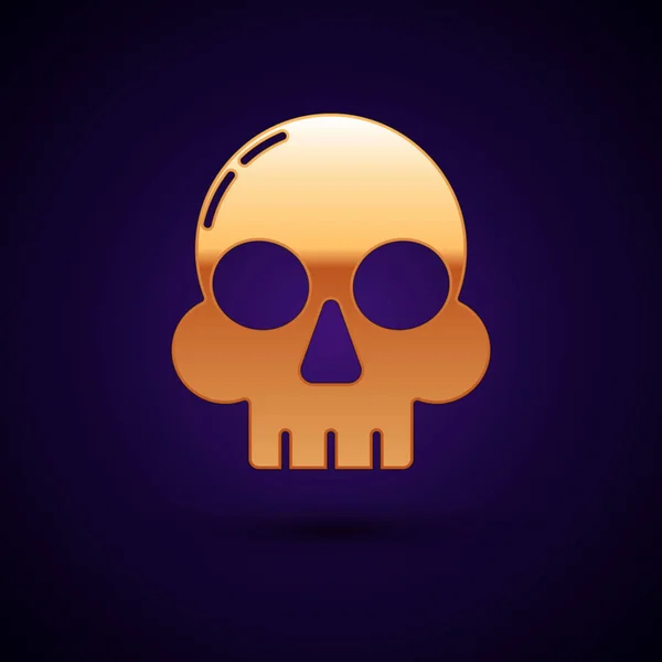 Ícone Gold Skull isolado no fundo azul escuro. Feliz festa de Halloween. Ilustração vetorial —  Vetores de Stock