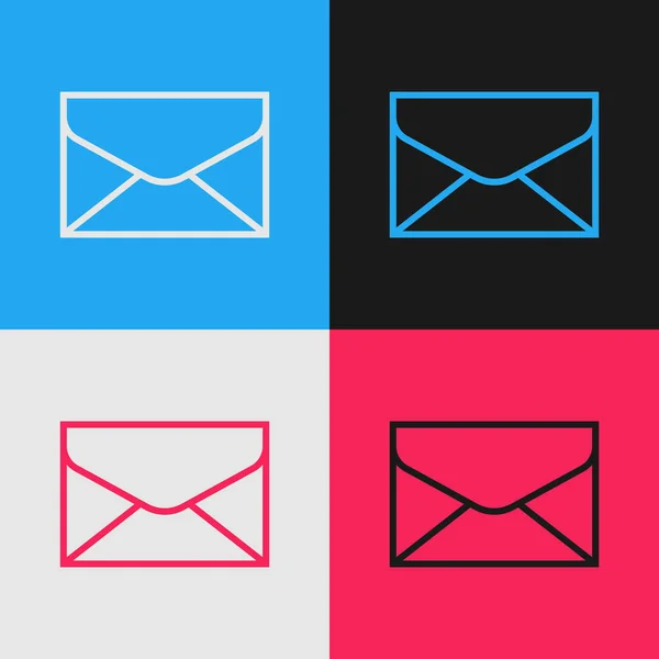 颜色线信封图标在颜色背景上隔离。电子邮件邮件字母符号。复古风格的绘图。矢量插图 — 图库矢量图片