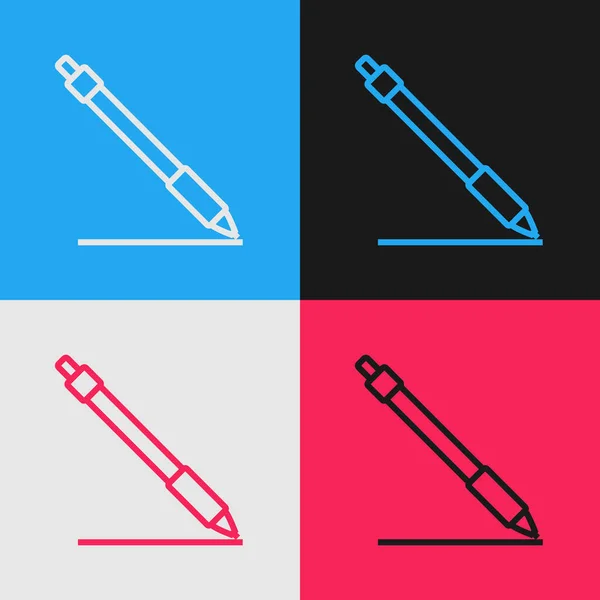 Color line Pen line icon isolated on color background. Vintage style drawing. Vector Illustration — ストックベクタ