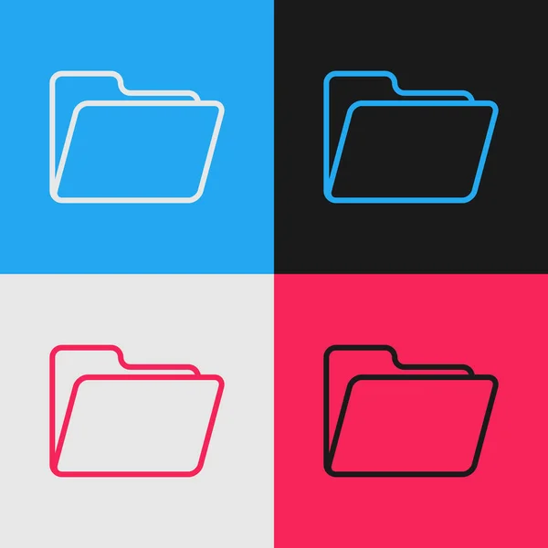 Kolorowa linia ikona folderu dokumentu izolowana na tle kolorów. Symbol spinacza księgowego. Zarządzanie Księgowość. Styl Vintage rysunek. Ilustracja wektorowa — Wektor stockowy