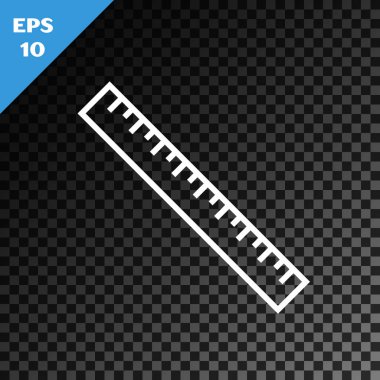 Saydam koyu arka planda yalıtılmış beyaz çizgi Cetvel simgesi. Düz kenar sembolü. Vektör İllüstrasyonu