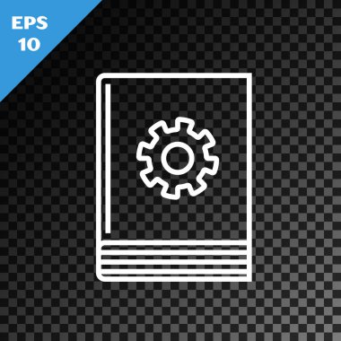 Saydam koyu arka planda yalıtılmış beyaz çizgi Kullanım kılavuzu simgesi. Kullanım kılavuzu kitabı. Talimat işareti. Kullanmadan önce okuyun. Vektör İllüstrasyonu