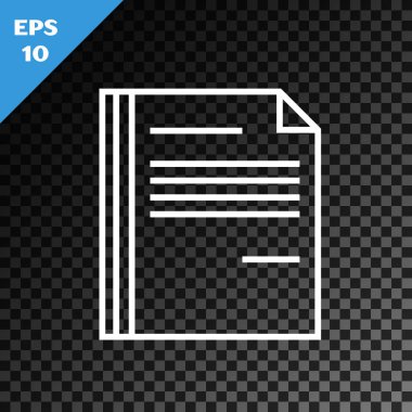 Saydam koyu arka planda yalıtılmış beyaz satır Dosya belge simgesi. Denetim listesi simgesi. İş konsepti. Vektör İllüstrasyonu