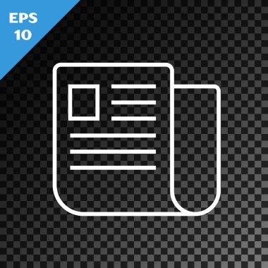 Saydam koyu arka planda yalıtılmış beyaz satır Dosya belge simgesi. Denetim listesi simgesi. İş konsepti. Vektör İllüstrasyonu