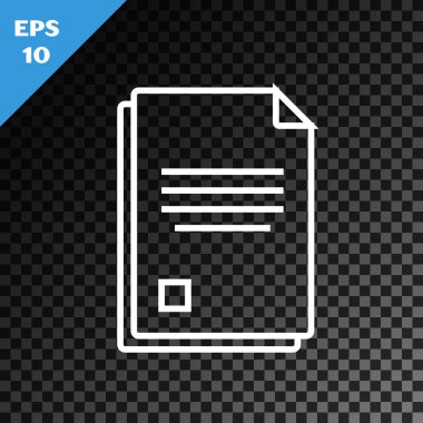 Saydam koyu arka planda yalıtılmış beyaz satır Dosya belge simgesi. Denetim listesi simgesi. İş konsepti. Vektör İllüstrasyonu