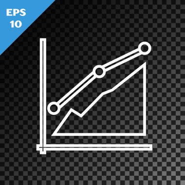 Saydam koyu arka planda yalıtılmış beyaz çizgi Pasta grafiği infografik simgesi. Diyagram grafik işareti. Vektör İllüstrasyonu