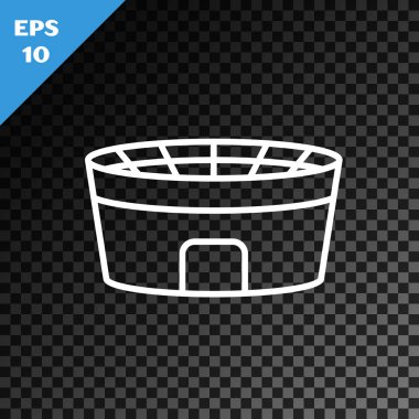 Beyaz çizgi Futbol stadyum simgesi şeffaf koyu arka plan üzerinde izole. Futbol arenası. Vektör İllüstrasyonu