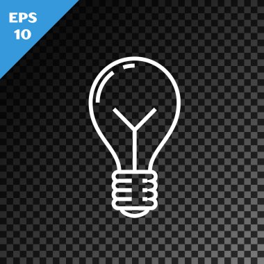 Şeffaf koyu arka plan üzerinde izole fikir simgesi kavramı ile Beyaz hat Ampul. Enerji ve fikir sembolü. İlham kavramı. Vektör İllüstrasyonu