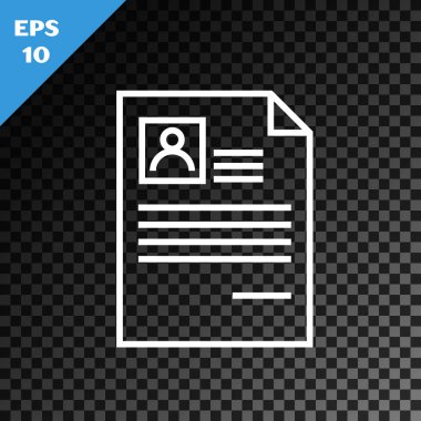 Saydam koyu arka planda yalıtılmış Beyaz çizgi Devam simgesi. Cv başvurusu. Profesyonel personel aranıyor. Analiz personel devam. Vektör İllüstrasyonu