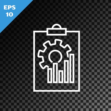 Saydam koyu arka plan üzerinde yalıtılmış grafik grafik simgesi nezle olan beyaz çizgi Panosu. Metin dosyası simgesini bildirin. Muhasebe işareti. Denetim, analiz, planlama. Vektör İllüstrasyonu