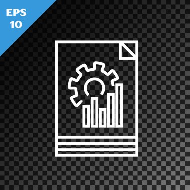 Saydam koyu arka plan üzerinde yalıtılmış grafik grafik simgesi ile Beyaz çizgi Belge. Metin dosyası simgesini bildirin. Muhasebe işareti. Denetim, analiz, planlama. Vektör İllüstrasyonu