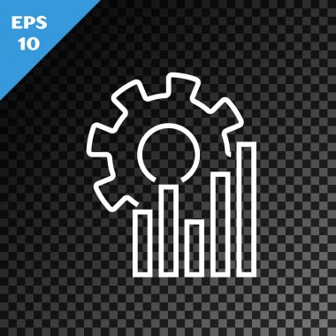 Saydam koyu arka planda yalıtılmış beyaz çizgi Pasta grafiği infografik simgesi. Diyagram grafik işareti. Vektör İllüstrasyonu