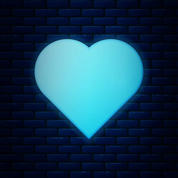 Leuchtende neonfarbene Spielkarte mit Herz-Symbol-Symbol isoliert auf Backsteinwand Hintergrund. Casino-Glücksspiel. Vektorillustration — Stockvektor