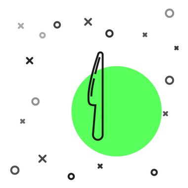 Siyah çizgi bıçak simgesi beyaz arkaplanda izole edildi. Çatal bıçak sembolü. Vektör İllüstrasyonu