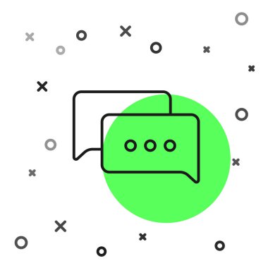 Siyah çizgi konuşma balonu sohbet simgesi beyaz arkaplanda izole edildi. İleti simgesi. İletişim ya da yorum sohbet sembolü. Vektör İllüstrasyonu