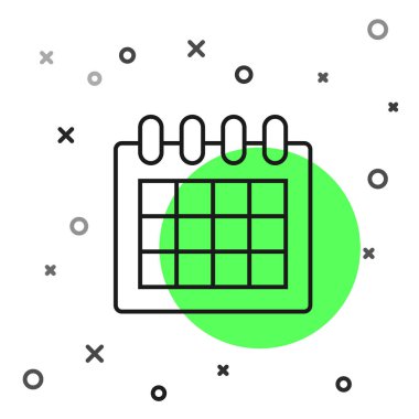 Siyah çizgi takvim simgesi beyaz arkaplanda izole edildi. Olay hatırlatma sembolü. Vektör İllüstrasyonu