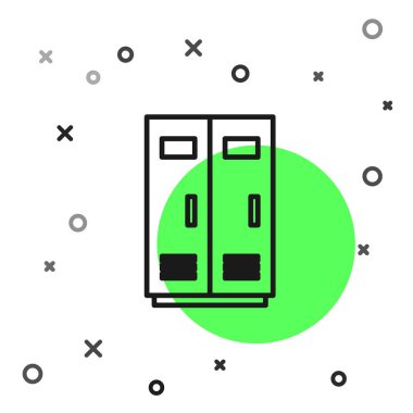 Siyah çizgi Locker veya futbol, basketbol takımı veya işçi simgesi beyaz arka plan üzerinde izole için oda değiştirme. Vektör İllüstrasyonu