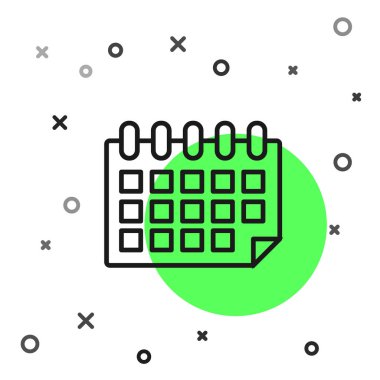 Siyah çizgi takvim simgesi beyaz arkaplanda izole edildi. Olay hatırlatma sembolü. Vektör İllüstrasyonu