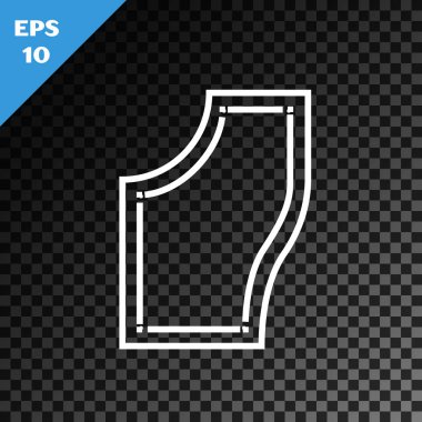 Beyaz çizgi dikiş kalıbı simgesi, şeffaf koyu arkaplanda izole edildi. Dikiş için işaretler. Vektör İllüstrasyonu