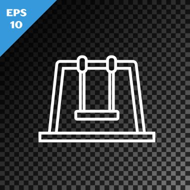 Beyaz çizgi Swing simgesi şeffaf koyu arkaplanda izole edildi. Oyun alanı sembolü. Vektör İllüstrasyonu