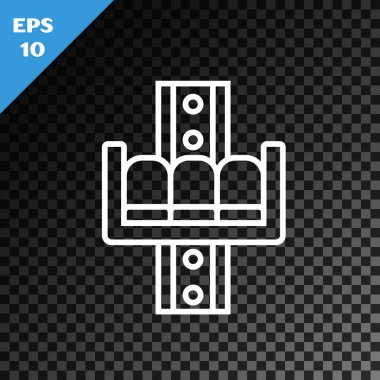 Beyaz çizgi çekim atlıkarınca simgesi şeffaf koyu arkaplanda izole edildi. Eğlence parkı. Çocuklar için eğlence parkı, eğlence parkı. Vektör İllüstrasyonu