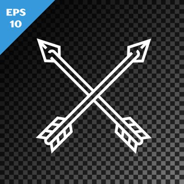 Beyaz çizgi kesişen oklar simgesi şeffaf koyu arkaplanda izole edildi. Vektör İllüstrasyonu