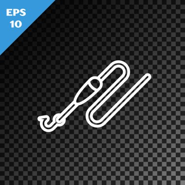 Kroşe ve yüzey ikonuna sahip beyaz olta hattı şeffaf karanlık arka planda izole edildi. Balık oltası. Vektör İllüstrasyonu