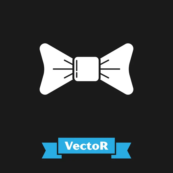 White Bow tie icon isolated on black background. Vector Illustration — Stock Vector
