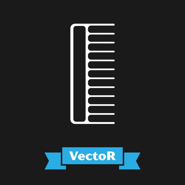 Weißes Haarbürstensymbol isoliert auf schwarzem Hintergrund. Haarschild kämmen. Friseur-Symbol. Vektorillustration — Stockvektor