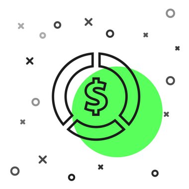 Beyaz zemin üzerinde dolar sembolü olan siyah çizgi parası. Bankacılık işareti. Para sembolü. Vektör İllüstrasyonu