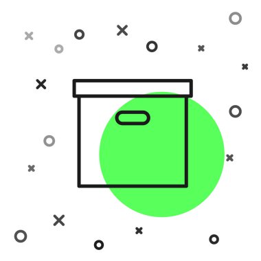 Siyah çizgi Karton karton kutu simgesi beyaz arka plan üzerinde izole. Kutu, paket, paket tabelası. Teslimat ve paketleme. Nakliye ve nakliye. Vektör İllüstrasyonu