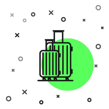 Seyahat simgesi için siyah bavul beyaz arkaplanda izole edildi. Seyahat bagaj tabelası. Seyahat bagaj ikonu. Vektör İllüstrasyonu