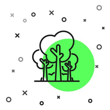 Beyaz arka planda yalıtılmış siyah çizgi Ağaçlar simgesi. Orman sembolü. Vektör İllüstrasyonu