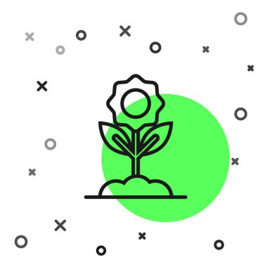 Siyah çizgi çiçek simgesi beyaz arkaplanda izole edildi. vektör illüstrasyonu