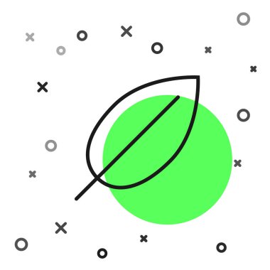 Beyaz arka planda yalıtılmış siyah çizgi Yaprak simgesi. Taze doğal ürün sembolü. Vektör İllüstrasyonu