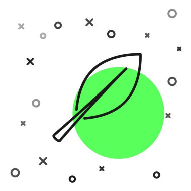 Beyaz arka planda yalıtılmış siyah çizgi Yaprak simgesi. Taze doğal ürün sembolü. Vektör İllüstrasyonu