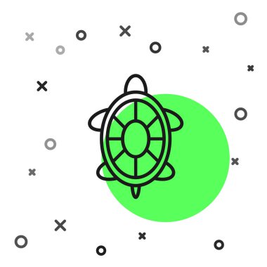 Siyah çizgi Kaplumbağa simgesi beyaz arka plan üzerinde izole. Vektör İllüstrasyonu