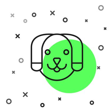 Siyah çizgi Köpek simgesi beyaz arka planda yalıtılmış. Vektör İllüstrasyonu