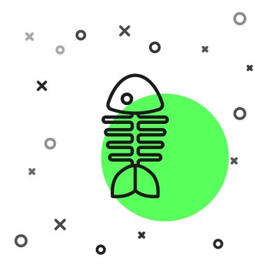 Siyah çizgi Balık iskelet simgesi beyaz arka plan üzerinde izole. Balık kemiği işareti. Vektör İllüstrasyonu