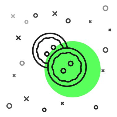 Beyaz arka planda izole giysi simgesi için siyah çizgi Dikiş düğmesi. Giyim düğmeleri. Vektör İllüstrasyonu